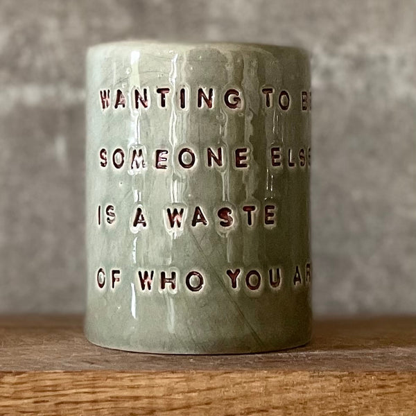 Ceramic mug with quote by Kurt Cobain