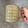 Cozy greenish mug with saying in Lithuanian