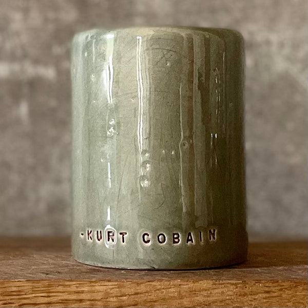 Ceramic mug with quote by Kurt Cobain